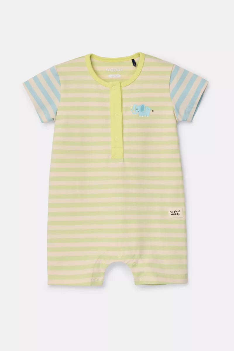 Woody Pyjama groene streep - Olifant