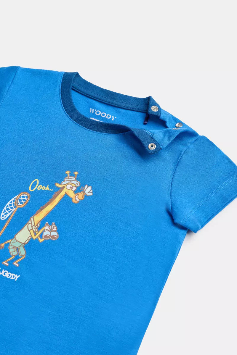 Woody Pyjama - Blauw/Giraf