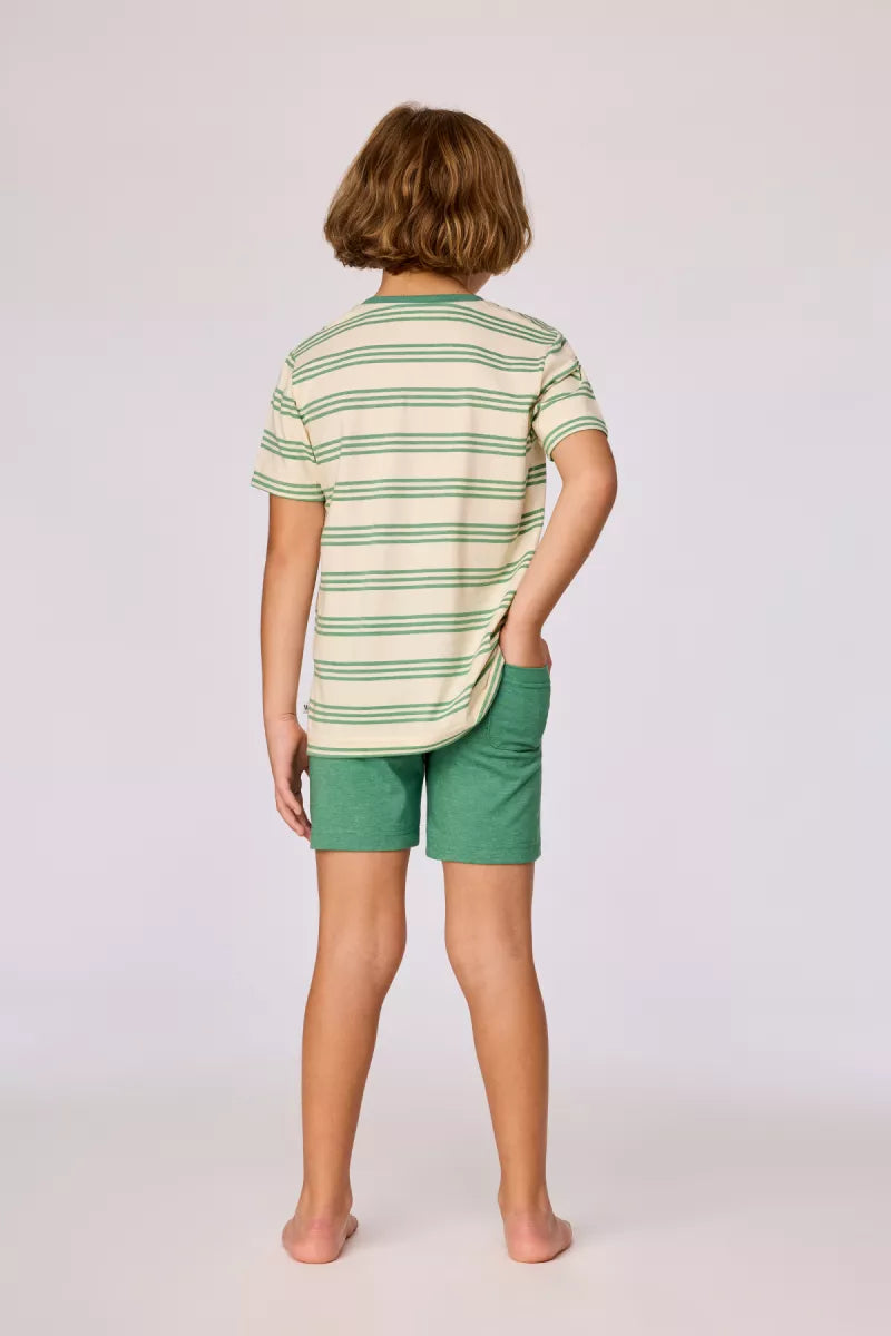 Woody Pyjama - Groene streep/Kameleon
