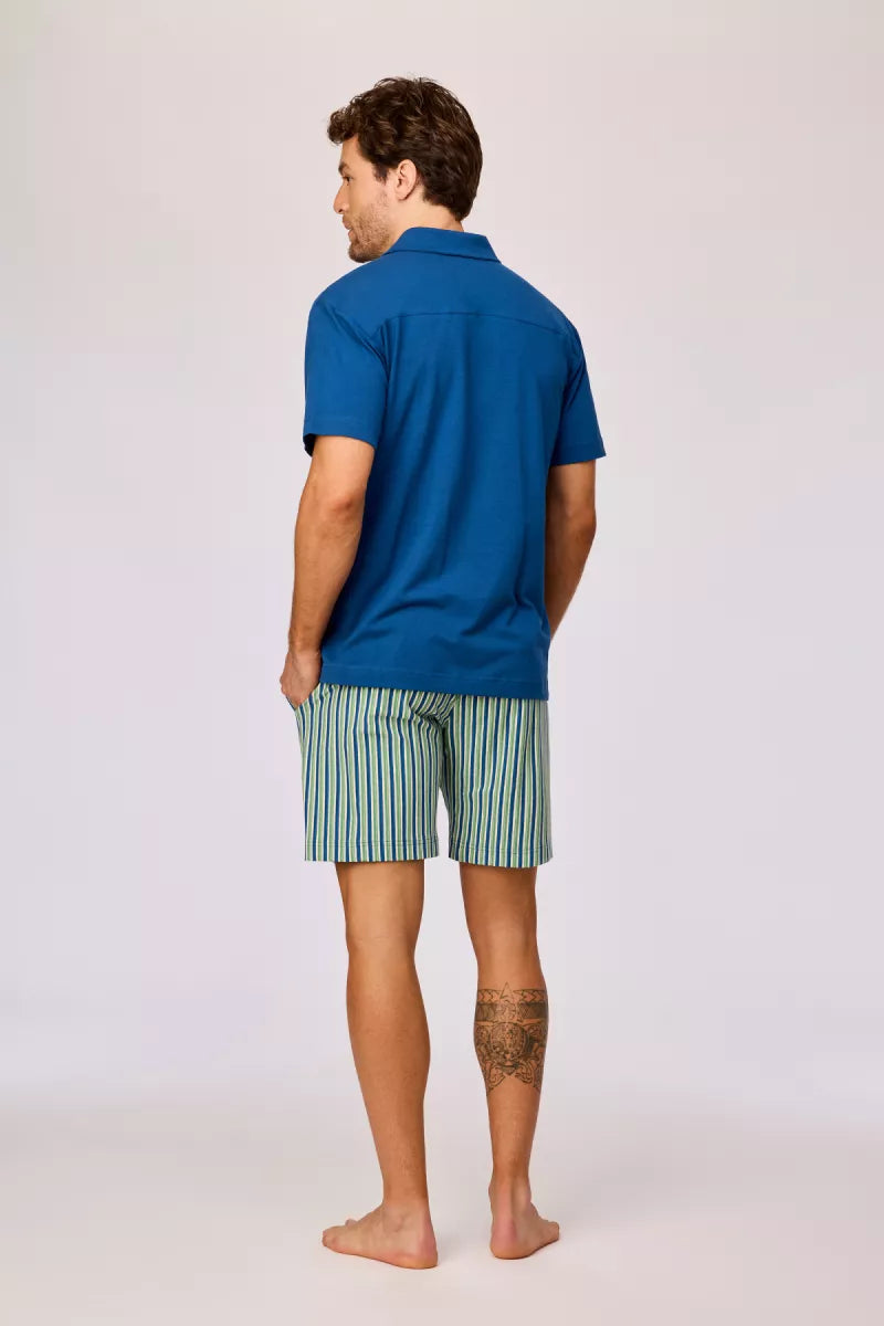 Woody Pyjama doorknoop - Donkerblauw
