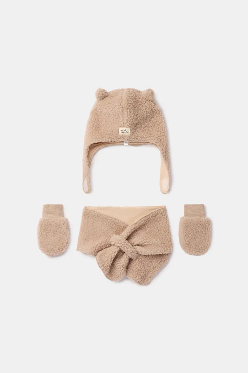 Woody Muts + sjaal + wantjes - Beige