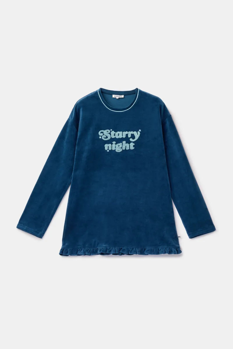 Woody Pyjama fluweel - Donkerblauw/Starry night