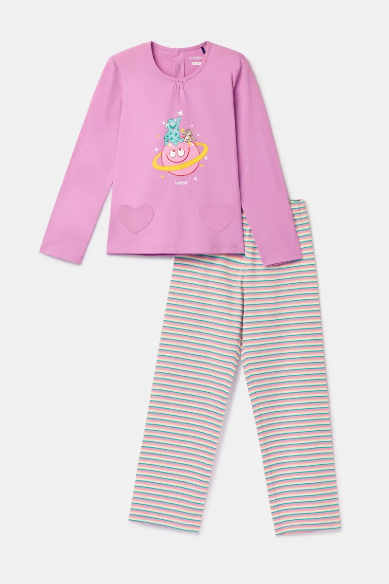 Woody Pyjama - Roze/Monstertje