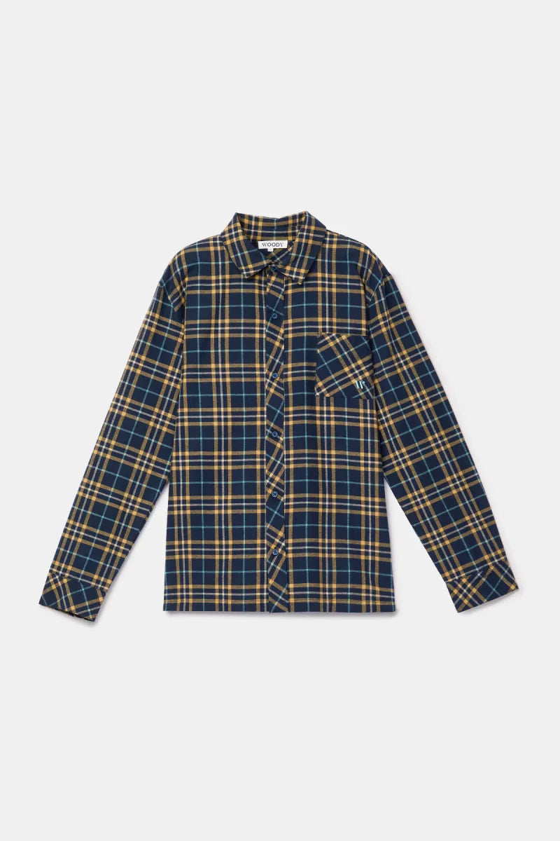 Woody Pyjama flanel - Donkerblauwe ruit