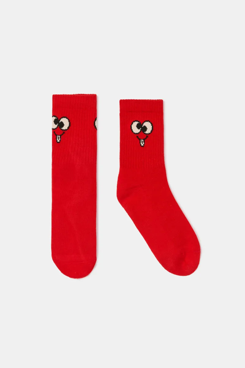 Woody Sokken - Rood/happy
