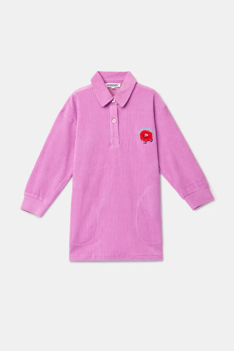 Woody Nachtkleedje fluweel - Roze/monstertje