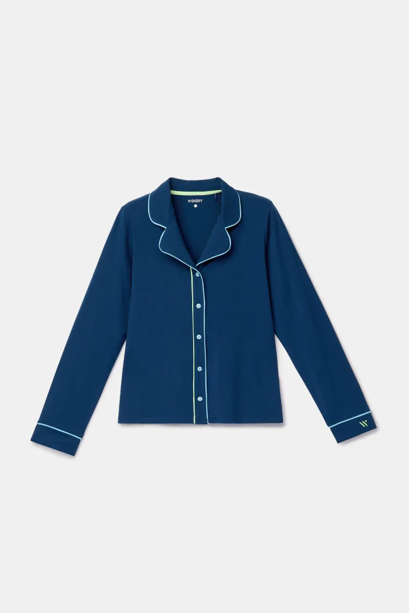 Woody Pyjama - Doorknoop/donkerblauw