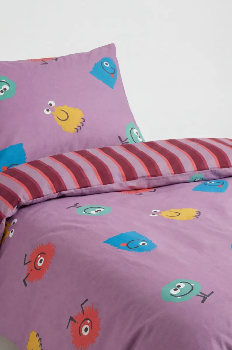 Woody Dekbedovertrek - Roze/monstertjes