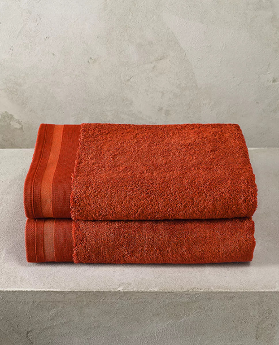 Witte Litear Handdoek - burnt orange