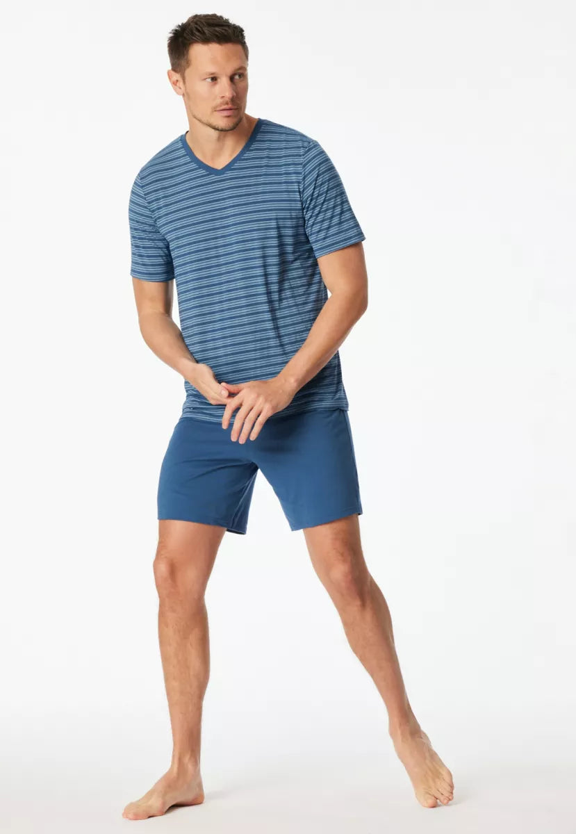 Schiesser Pyjama - Blauw Gestreepte