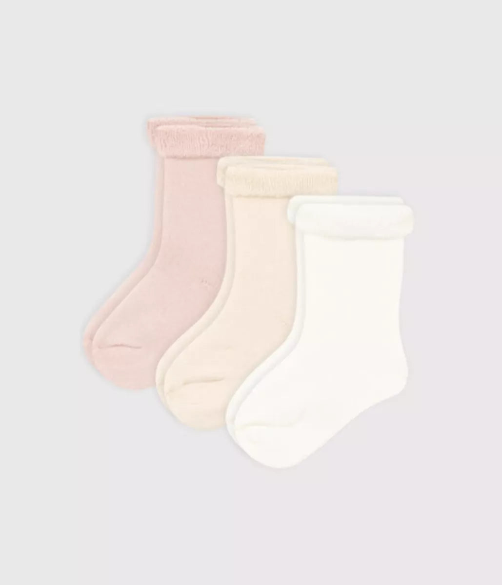 Petit Bateau 3 paar sokken - roze/beige/wit