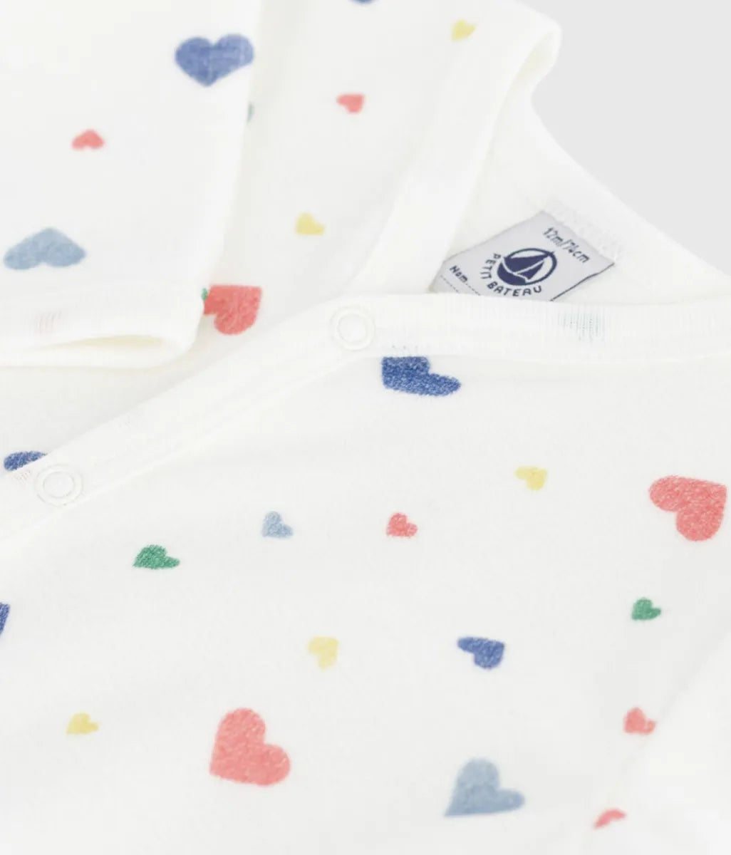 Petit Bateau Fluwelen babypyjama met hartjesprint