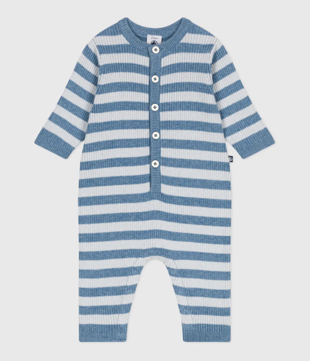Petit Bateau Gestreept babypakje in breiwerk van wol en katoen