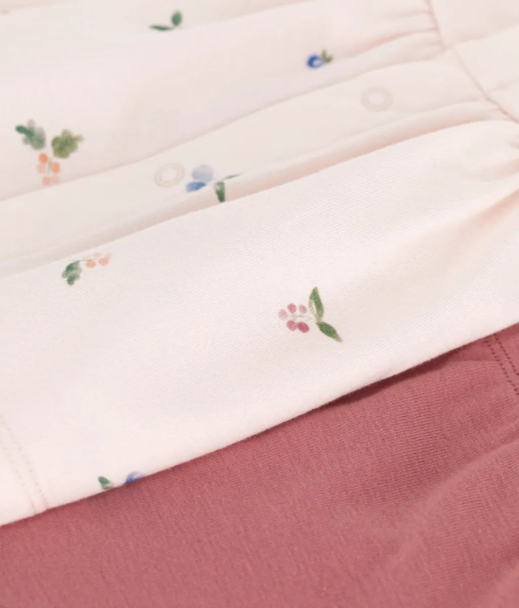 Petit Bateau Tweedelig katoenen geboortesetje met bloesje met ruche