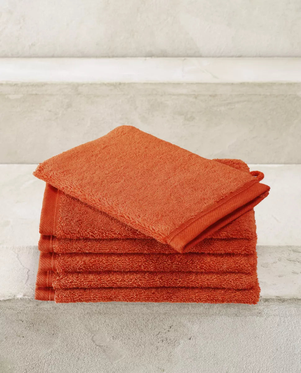 Witte Litear Handdoek - burnt orange