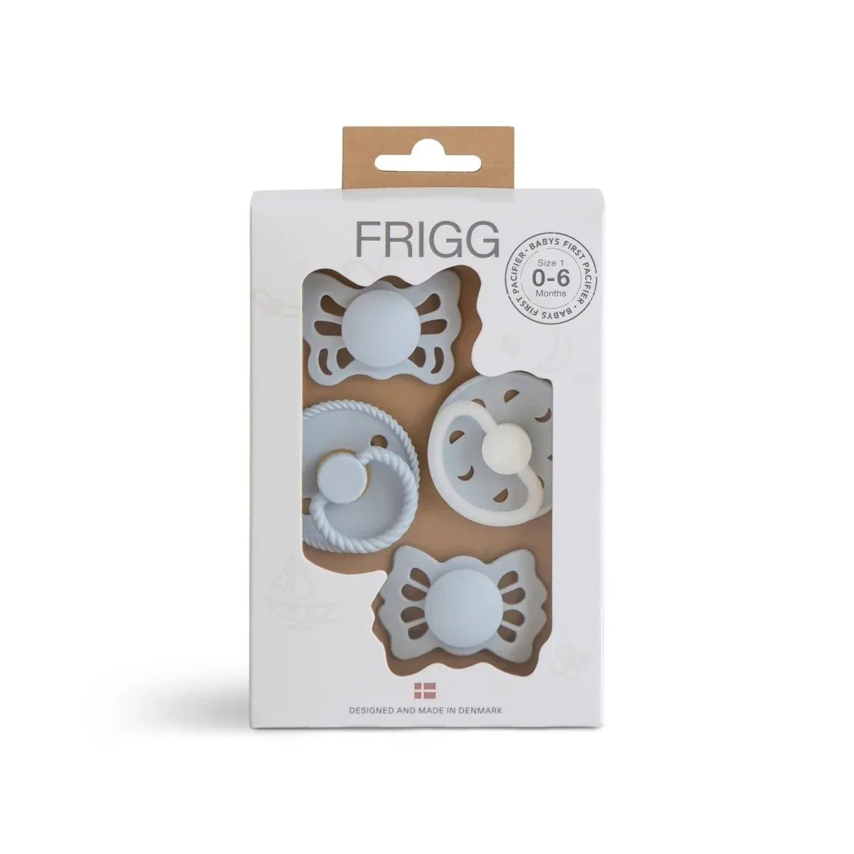 Mushie Baby's First Pacifier Fopspenen Set - Powder Blue