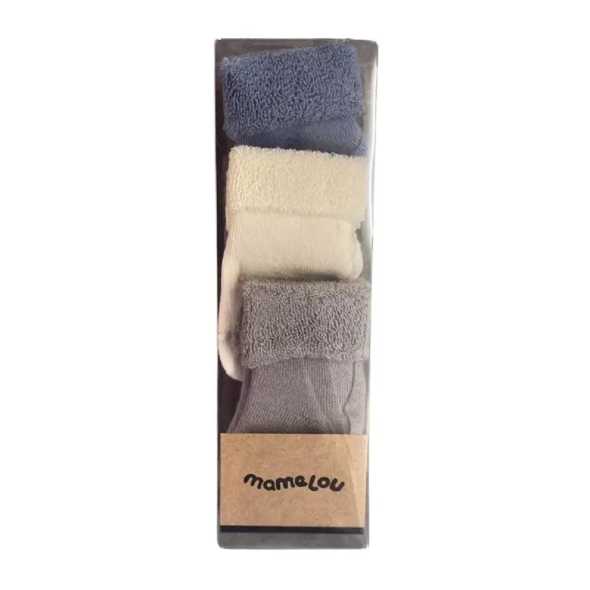 Mushie 3 paar sokjes - Blue/Ivory/Grey