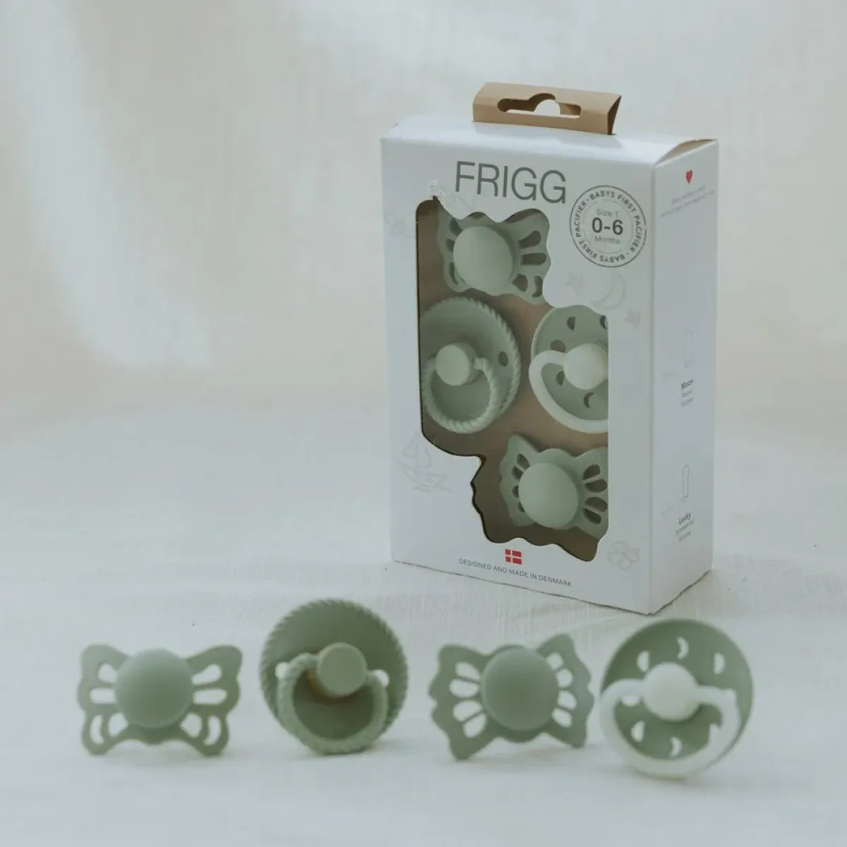 Mushie Baby's First Pacifier Fopspenen Set - Sage