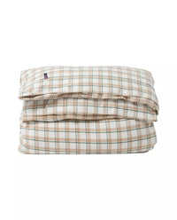 Lexington Dekbedovertrek flanel beige/groen/witte ruit