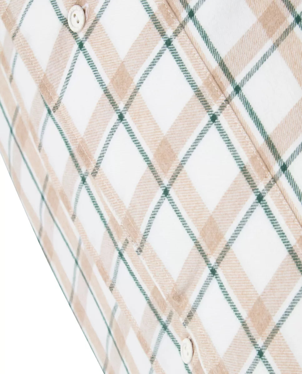 Lexington Dekbedovertrek flanel beige/groen/witte ruit