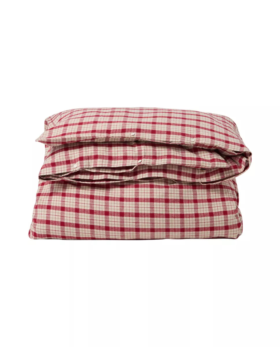 Lexington Dekbedovertrek flanel rood/beige ruit