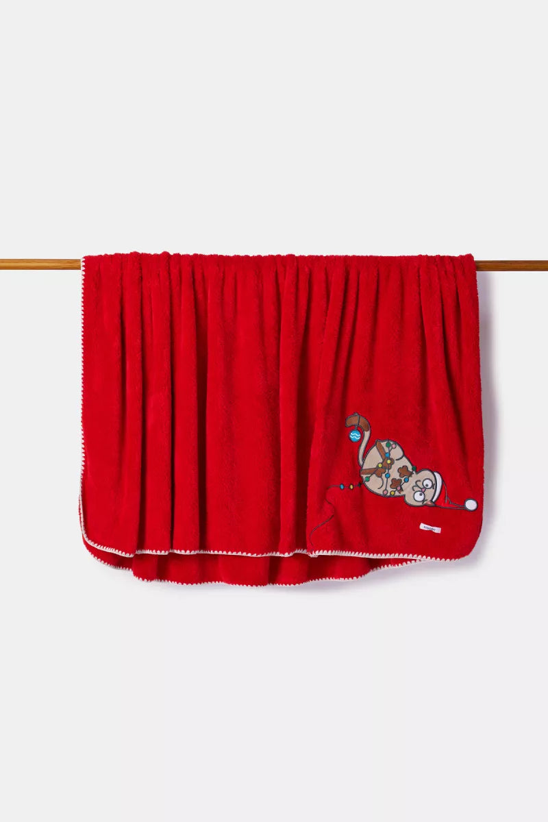 Woody Rode plaid van zachte teddystof - Kerst