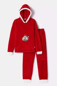 Woody Rood huispak van zachte teddystof - Kerst