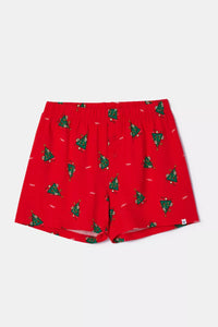 Woody Rode slaapshort met speelse print - Kerst