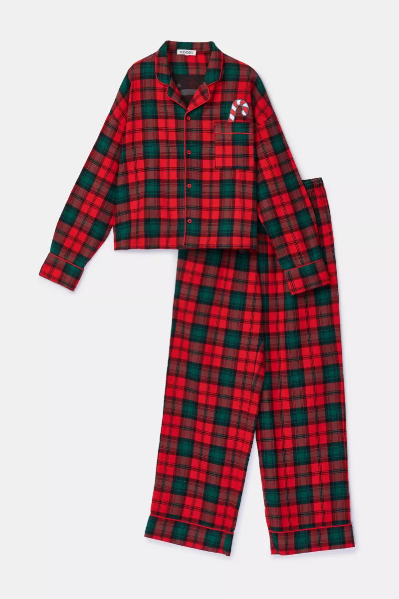 Woody Rood-groene flanellen pyjama Kerst
