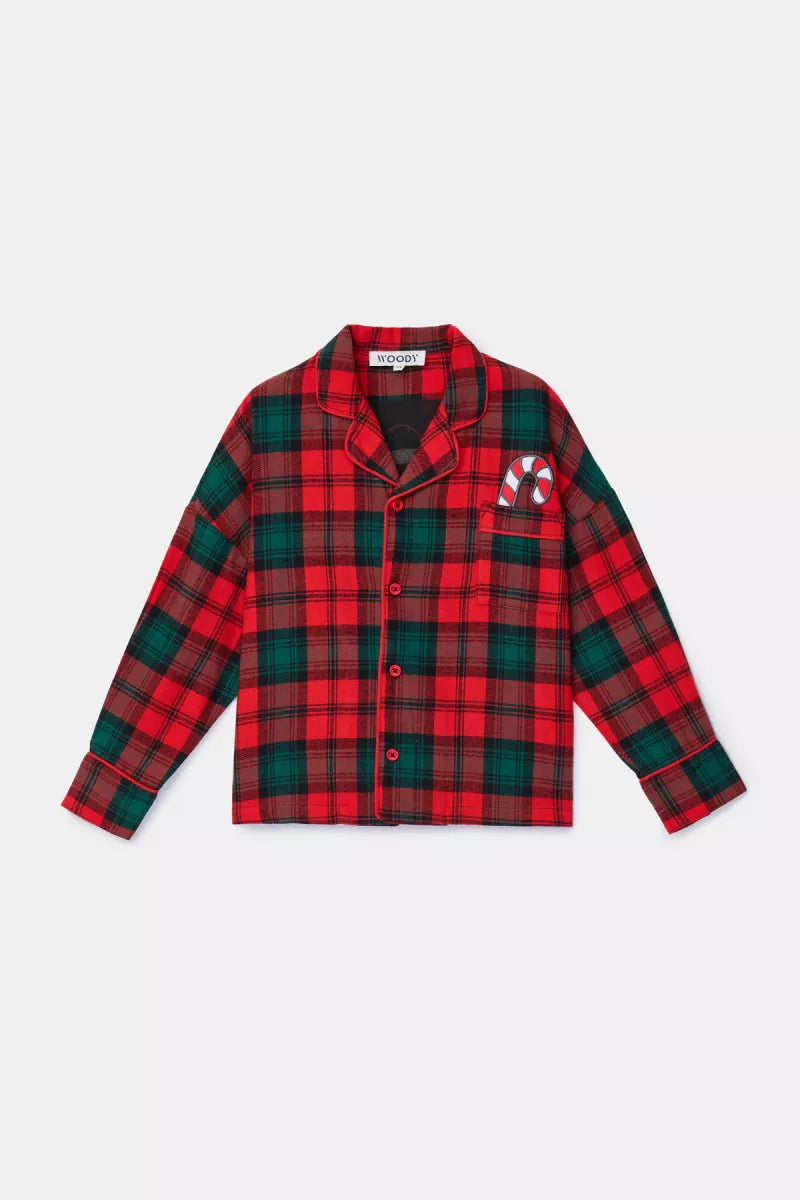Woody Rood-groene flanellen pyjama Kerst