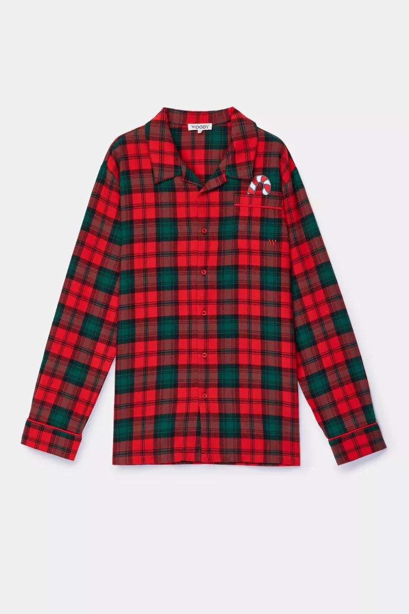 Woody Rood-groene flanellen pyjama Kerst