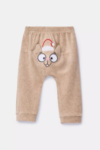 Woody Beige Kerstpyjama in velours