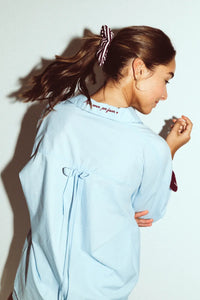 Woody Kirilove - Lichtblauwe pyjama van katoen/hemd + short