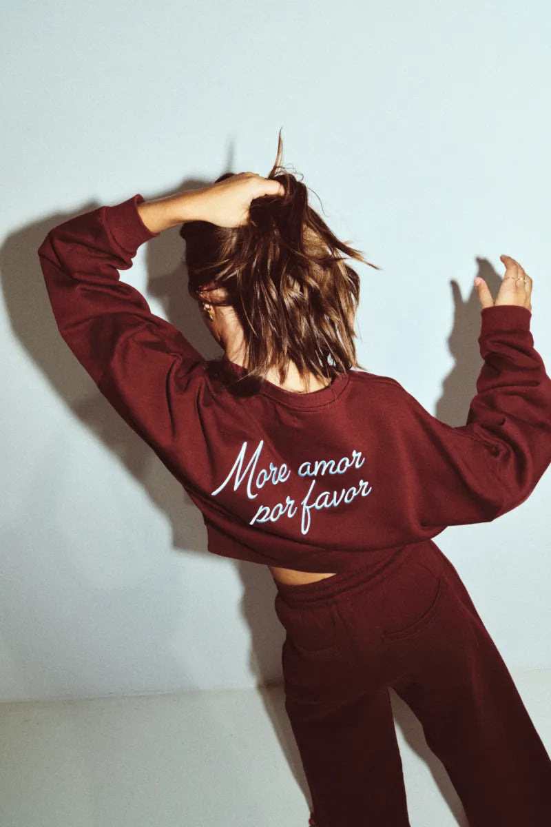 Woody Kirilove - Bordeaux huispak van joggingstof/Oversized sweater + broek