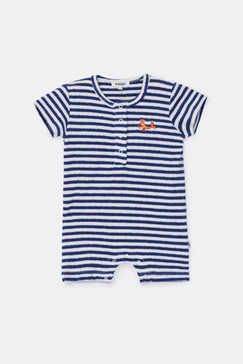 Woody Romper Badstof - Marineblauw
