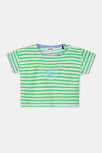 Woody Pyjama badstof - Groene streep