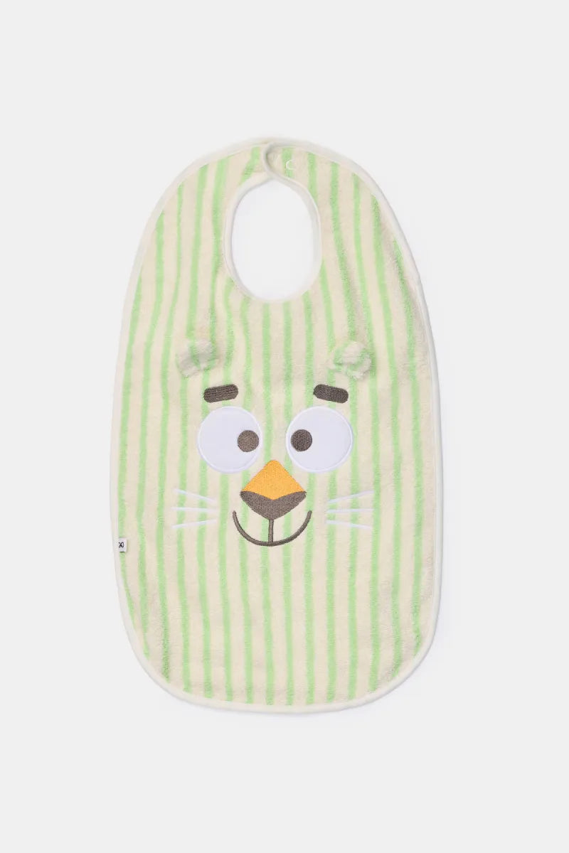 Woody Groen-wit gestreept slabbetje van badstof