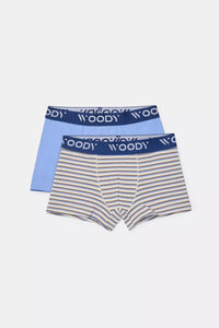 Woody Boxers - Blauw + streep