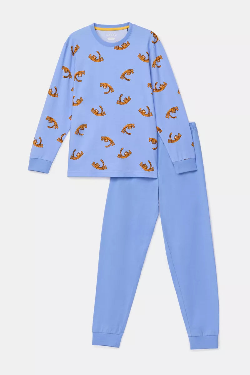 Woody Pyjama - Blauw/Tijger