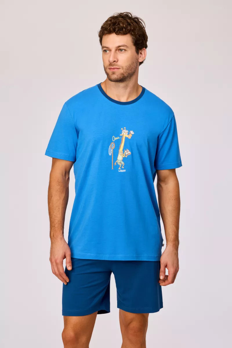 Woody Pyjama - Hoogblauw Giraf