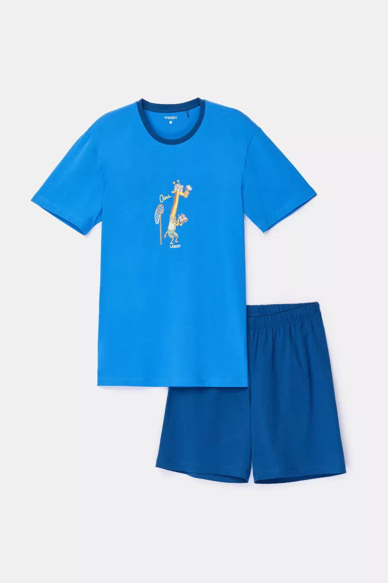 Woody Pyjama - Hoogblauw Giraf