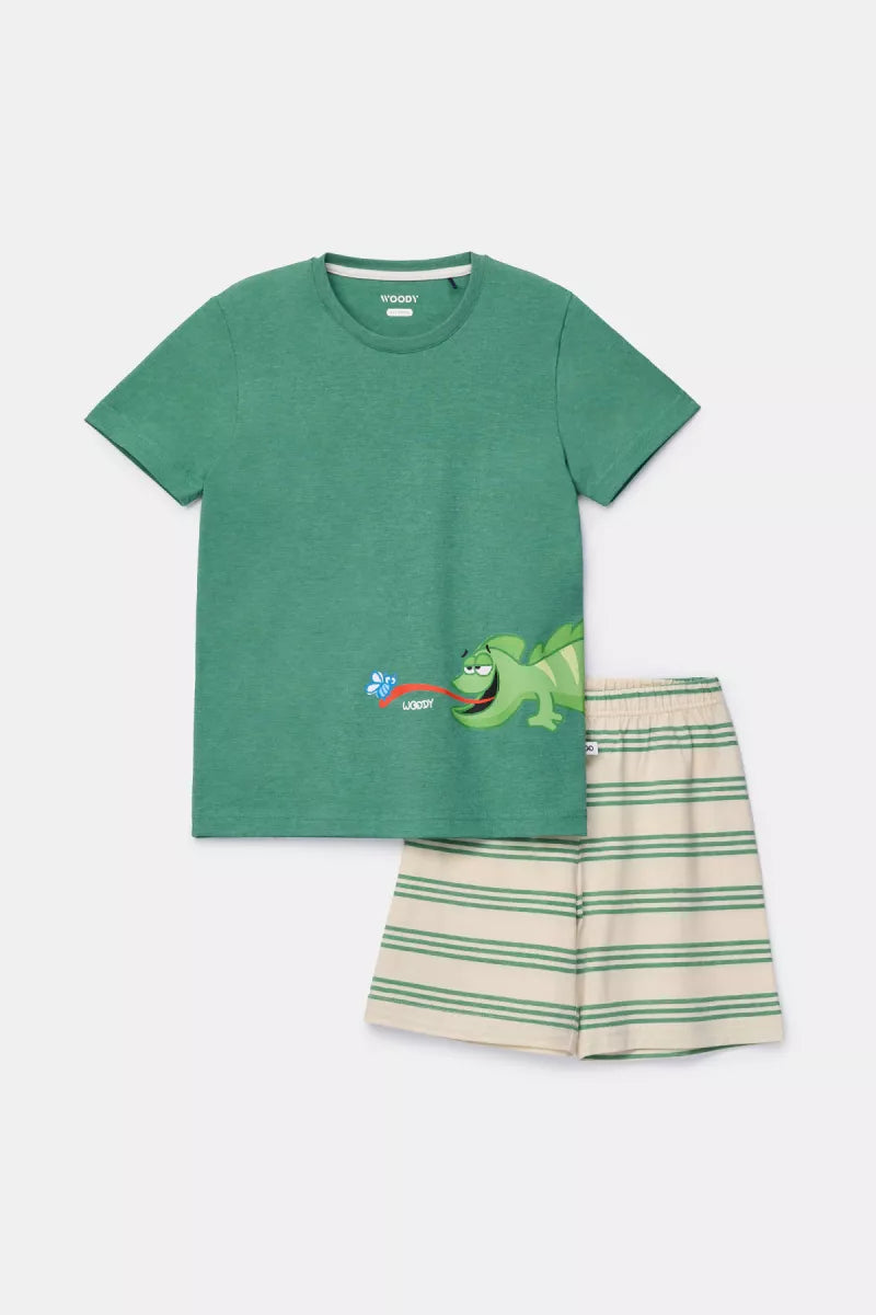 Woody Pyjama - Groen Kameleon