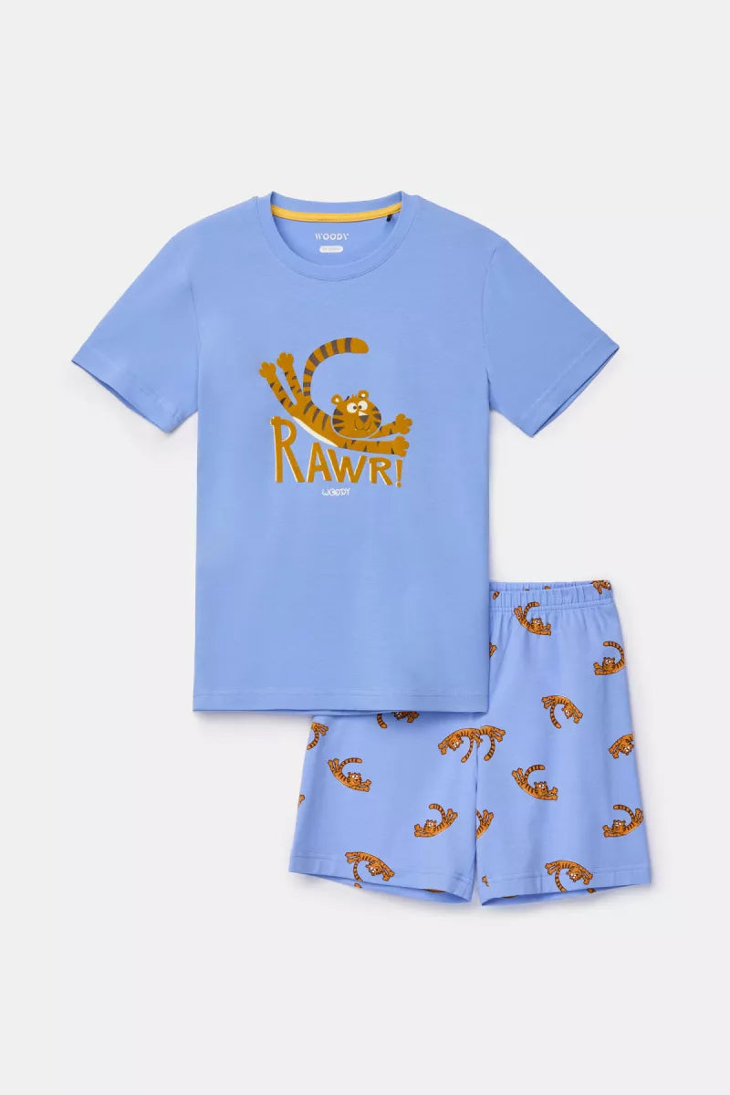 Woody Pyjama - Blauw Tijger