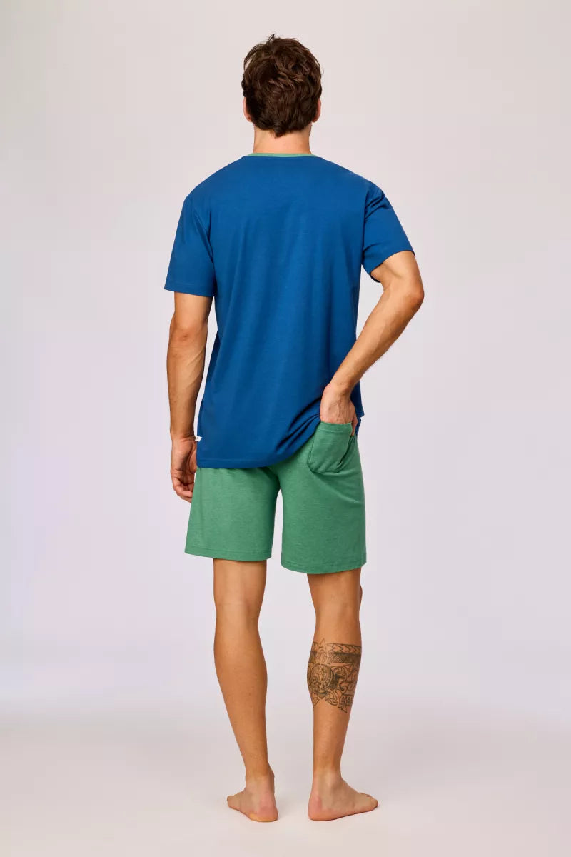 Woody Pyjama - Donkerblauw/Groen/Kameleon