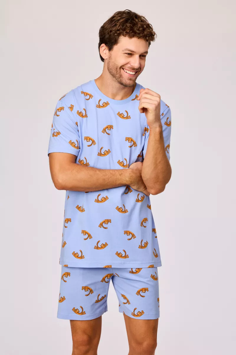 Woody Pyjama - Blauw Tijger