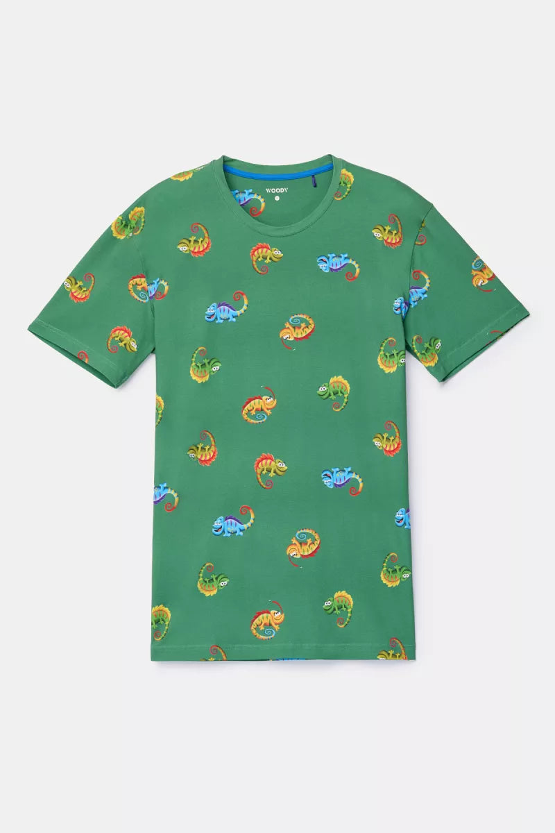 Woody Pyjama - Groen Kameleon