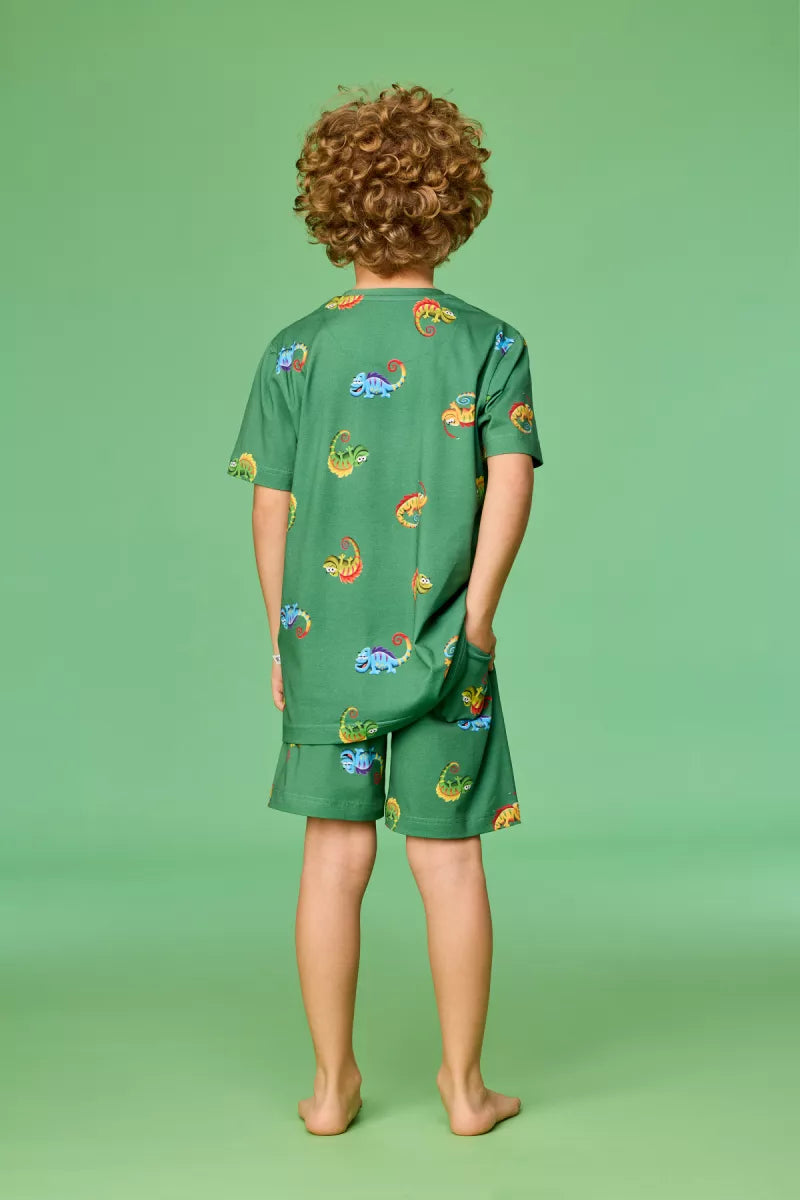 Woody Pyjama - Groen Kameleon