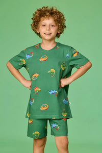 Woody Pyjama - Groen Kameleon