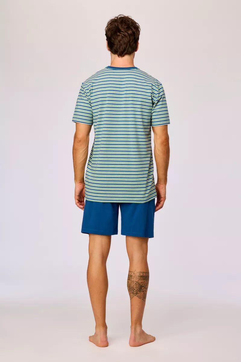 Woody Pyjama - Groen-blauwe streep
