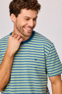 Woody Pyjama - Groen-blauwe streep